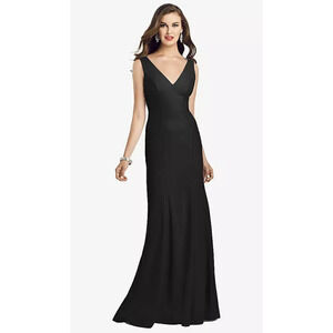 NEW Dessy Collection Women's 0 Sleeveless Trumpet Gown Black Dress I24-14